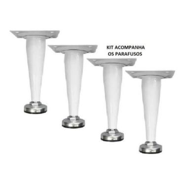 Imagem de Pé Cônico Regulável P/móveis Caad 18cm Branco 04 Pçs+paraf - comercial