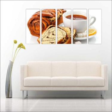 Imagem de Quadro Decorativo Padarias Cafeterias Pães Café Bolos Tortas 5 Peças G