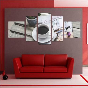 Imagem de Quadro Decorativo Gourmet Cafeterias Padarias Café Com 5 Peças TT2 - V