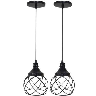 Imagem de 2 Pendentes Aramado Esfera Balonê Lustre Luminária Teto Regulável Sala