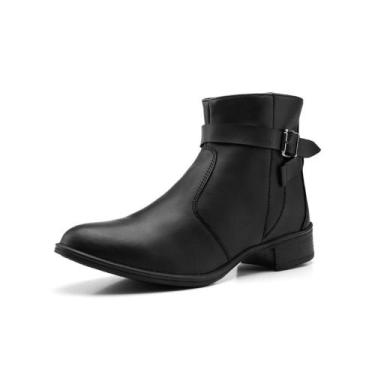 Imagem de Bota coturno cano curto salto baixo inverno casual casual bico fino co