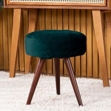 Imagem de Capa de Puff Redondo Pequeno Avulsa Lisa Ajustável com Elástico - Tecido Veludo Suede Decoração Banquinho Luxo Para Sala Quarto Pufe Banco Protetor Banqueta Centro (Verde)