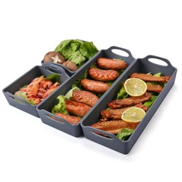Imagem de Conjunto grande antiaderente de assadeira de silicone para bolo, divisores de assadeira premium, alças resistentes à prova de calor, conjunto de assadeiras de silicone antiaderente, adequado para