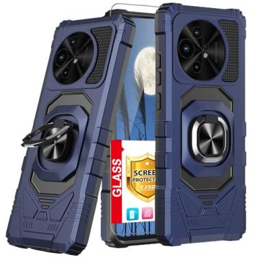 Imagem de TJS Capa compatível com TCL 50 XL 5G, capa TCL 50 XL NXTPAPER, com protetor de tela de vidro temperado, suporte magnético de anel de metal, suporte magnético, capa de telefone resistente com proteção