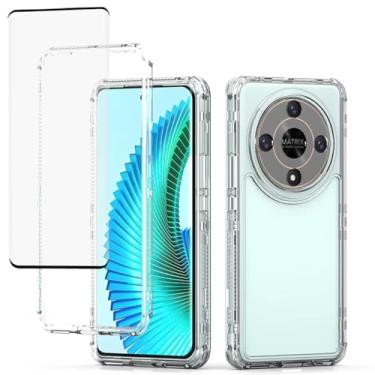 Imagem de Yodueiv Capa para Honor X9B, Honor Magic6 Lite ALI-NX1 com protetor de tela de vidro temperado, capa protetora de telefone de 3 camadas transparente para Honor X9b transparente