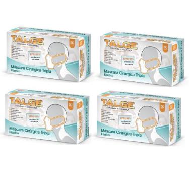 Imagem de Kit 4cx Máscara Cirúrgica Descartável Tripla Proteção 200UN - Talge