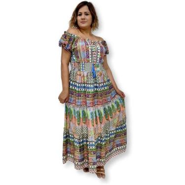 Imagem de Vestido Indiano Longo Ciganinha Plus Size com elástico 21282 - Sarat M