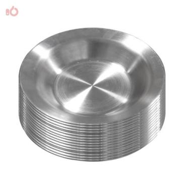 Imagem de Kit 75 Pratos Alumínio Polido Reforçado para Merenda Escolar - Okaysho