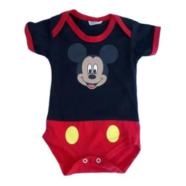 Imagem de Body Bodie Mickey Mouse Macacão Mesversário Infantil Bebê Maj027 BM - 