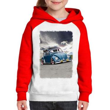 Imagem de Moletom Infantil Fusca Retrô - Foca na Moda, Branco, Vermelho, 10