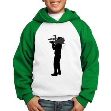 Imagem de Moletom Infantil Cameraman - Foca na Moda, Branco, Verde, 10