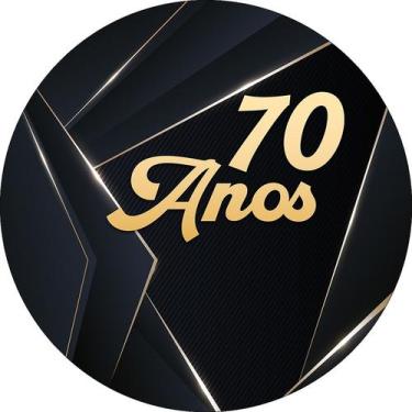 Imagem de Painel De Festa Redondo 1,50x1,50 - 70 Anos Masculino Preto e Dourado 