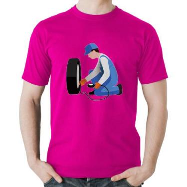 Imagem de Camiseta Algodão Borracharia - Foca na Moda, Rosa, M