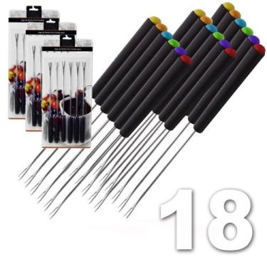 Imagem de Kit 18 Peças Garfos Espeto Para Fondue Em Inox Pontas Color - kehome