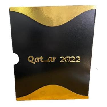 Imagem de Porta Álbum Copa Do Mundo Qatar 2022 Dourado E Preto Mdf - Solutions A
