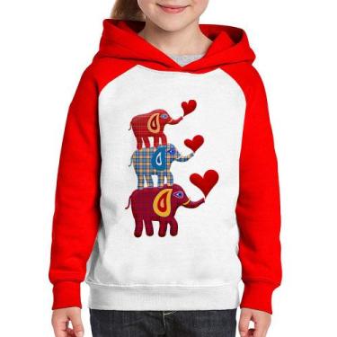 Imagem de Moletom Infantil Trio Elefantes  - Foca na Moda, Branco, Vermelho, 2