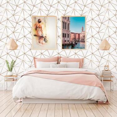 Imagem de Papel de Parede Autocolante Geométrico Fendi Zara Gold Fundo Textura T