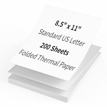 Imagem de Papel térmico de 200 folhas de papel térmico tamanho carta 21 x 28 cm compatível com Peripage, Munbyn, Jadens, HPRT, Phomemo Letter portátil, dobrado, contínuo, papel térmico perfurado
