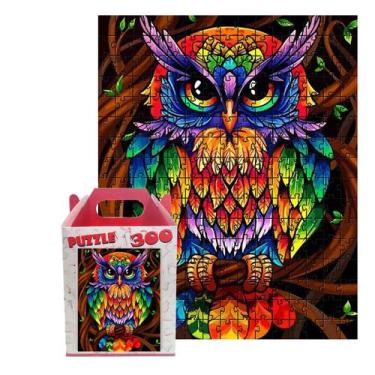 Imagem de Quebra-cabeça em MDF Coruja Colorida Puzzle de 500 peças - Reidopendri