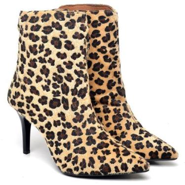 Imagem de Bota Cano Curto Salto Fino Médio Pelo Onça Ella's - Ellas Online, 34, 