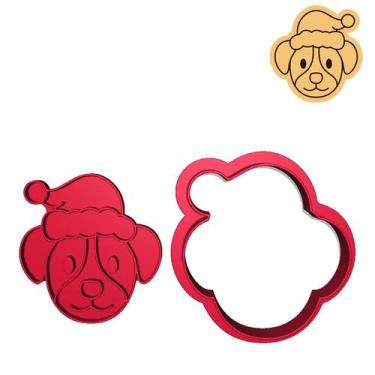 Imagem de Cortador Marcador Cabeça Cachorro Gorro Papai Noel - DOCE IMPRESSO, 8,