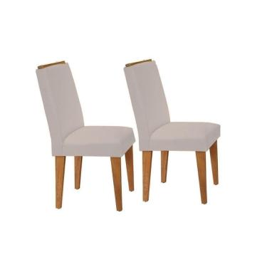 Imagem de Kit 2 Cadeiras De Cozinha Lunara Imbuia-capuccino-suede Creme - Rufato