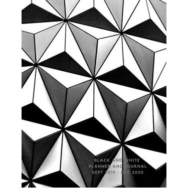 Imagem de Black and White Planner and Journal Sept 2019 - Dec 2020: 390 Page Notebook - 2019-2020 Planner with Monthly and Weekly Pages and 300 Blank Lined Journal Pages - XL 8.5 x11