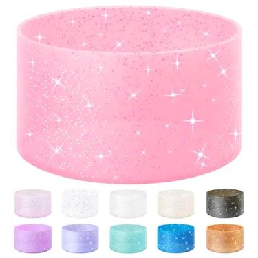 Imagem de Vmini Capa protetora para garrafas, silicone, glitter, compatível com Stanley Tumbler 591 ml–1,18 L, garrafa de água Hydro Flask 355 ml–710 ml, com fundo de 7,1–7,5 cm, base antiderrapante, brilhante