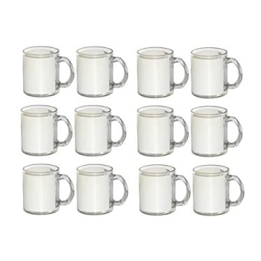 Imagem de Sublimação Vidro Transparente Branco Remendado Caneca de Presente em Branco 325 g 12 Peças Revestimento Térmico Térmico Transferência Corante Deslavável Seguro para Microondas
