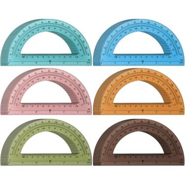 Imagem de Sayglossy 36 peças de transferidores de plástico colorido de 180 graus 15 cm transferidor matemático translúcido geométrico para aprender desenho de medição de escritório