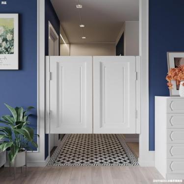 Imagem de Porta de balanço de madeira maciça Saloon Door Interior Butler Counter Fence Half Waist Door Inclui dobradiças de mola para cozinha, loja, entrada, pub, porta divisória, branca, largura da porta 161 ~