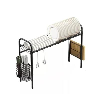 Imagem de Escorredor De Louça Pia Suspenso Bancada + Suporte para Secagem de Copos e Garrafas Retrátil (PRETO 63CM)