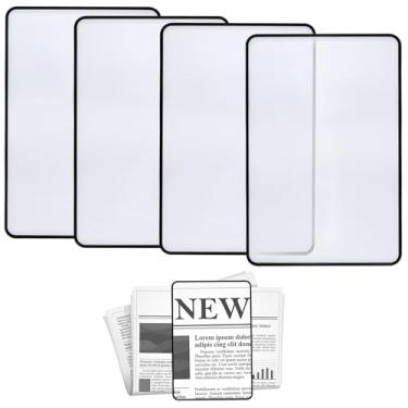 Imagem de ZAGQIG Folha de Aumento de Página 4Pcs 3X Leve Plana Óptica de Plástico Lente Fresnel Lupa de Página para Leitura para Idosos E Míopes Leitura de Pequenas Impressões, Mapas, Livros, Bíblia, Jornal, Et