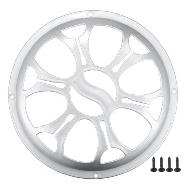 Imagem de ACROPIX Capa universal para grades de alto-falante de carro de 20,32 cm, capa protetora de subwoofer com parafusos de montagem ABS prateado - pacote com 1