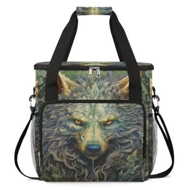 Imagem de CFERSAN Bolsa de transporte vintage wolf animal para cafeteira, bolsa de viagem compatível com Keurig K-Mini ou K-Mini Plus, caixa portátil para cafeteira com bolsos para cápsulas K-cup