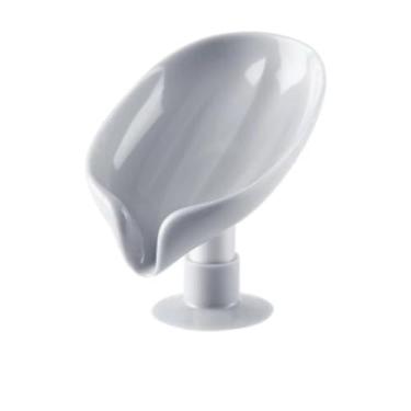 Imagem de Saboneteira Pia Escorra A Caixa Sabão Ventosa Forma De Folha (CINZA)