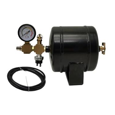 Imagem de Kit de buzina de ar de 1 galão com medidor de ar, interruptor de pressão, válvula de segurança e drenagem, encaixe de compressão, mangueira de ar de 6 mm