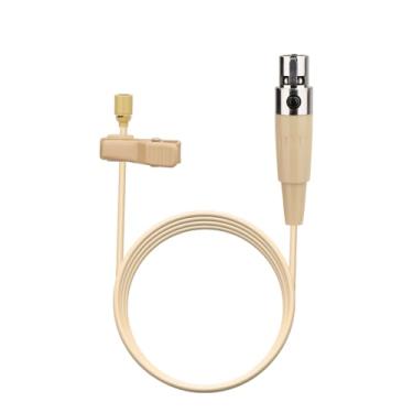 Imagem de YXG Microfone de lapela Lavalier, microfone condensador omnidirecional compatível com transmissor Bodypack sem fio Shure, bege - com cabo mini XLR de 1,45 m, plugue TA4F de 4 pinos