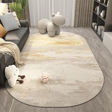 Imagem de Tapete cinza claro oval, arte moderna para sala de estar, tapetes decorativos, fácil de limpar, tapete decorativo para quarto, tapetes de varanda, YHT036,2,B,120x160cm