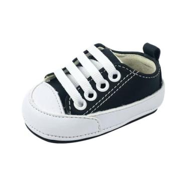 Imagem de Sapatinhos Bebê-Tenis recém-nascido primeiros passos, forrado com tecido espumado 14ao20 baby 1001C (Preto Branco, BR, Bebê, Numérico, 19)