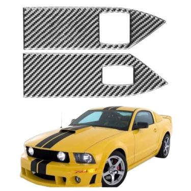 Imagem de IKUESM compatível com Ford Mustang GT 2005-2009 S197 Acessórios de fibra de carbono interior do carro janelas painel de controle quadro adesivo decalque guarnição capa(RED B)