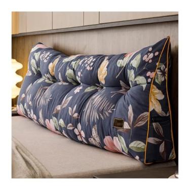 Imagem de CFLNYC Large Triangle Headboard Pillow Queen Size Cushion Headboard Rest Pillow with Removable Cover for Watching TV, Relaxing(Navy,Full(47"/120cm))