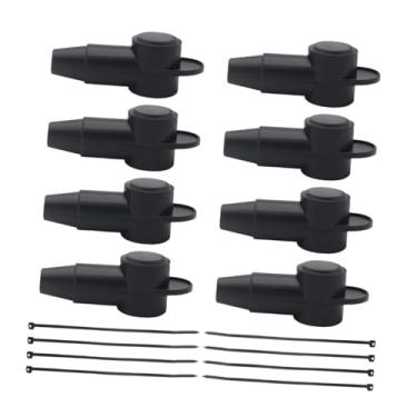 Imagem de Generic 8 peças de capas de terminais genéricos protetor de terminal alternador universal partida com braçadeiras de cabo para caminhões tampa de terminal, Preto