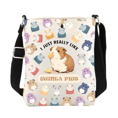 Imagem de Presente de porquinho-da-índia para amantes de porquinhos-da-índia bolsa transversal I Just Really Like Guinea Pig Cross Body Bucket Bag com alça, Bolsa para corpo de porquinho-da-índia