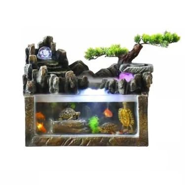 Imagem de Fonte de mesa tanque de peixes pequeno filtro de fonte de água circulante sala de estar mesa estilo rochoso decoração de casa decorações fonte interior (s)