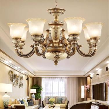 Imagem de Europeu Luxo Sala de Estar Lâmpada Pendente Americano Retro Restaurante Quarto Villa Hotel Roupa Salão de Beleza Café Lustre (L 8 luzes)