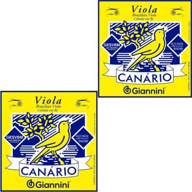 Imagem de Kit 2 Encordoamento Viola Giannini Canário Cobre Prateado GESVBM Média