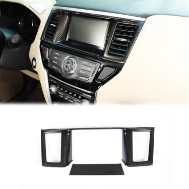 Imagem de Heutamo Capa de acabamento de saída de ar do console central compatível com Nissan Pathfinder 2013 2014 2015 2016 2017 2018 2019 2020, painel de moldura de ventilação de ar condicionado de controle