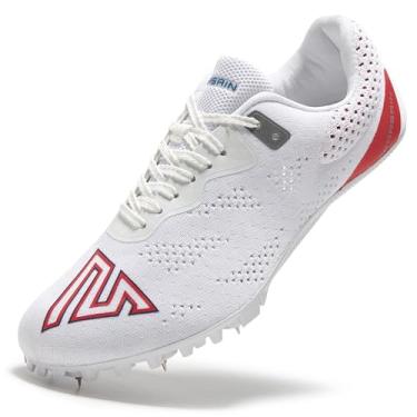 Imagem de Medasain Tênis de atletismo para homens, mulheres, crianças, meninos, meninas, jovens, spikes, profissionais, atléticos, respiráveis, leves, sprint, tênis de corrida, Branco, 44