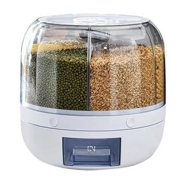 Imagem de Dispenser recipiente de alimentos giratório com 6 compartimentos para grãos e cereais conzinha Rotativo hermético